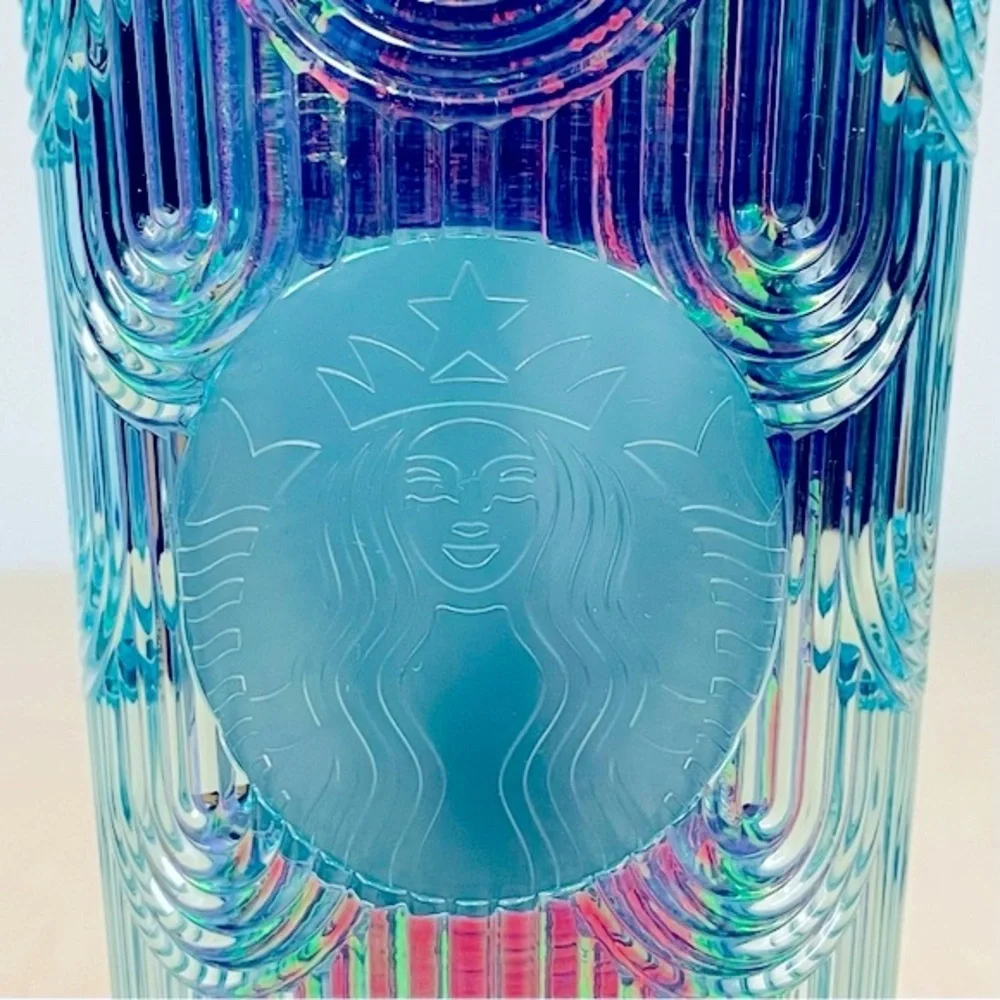 New Starbucks Cold Cup 16 oz Iridescent Plastic Siren Scales Textured Mermaids